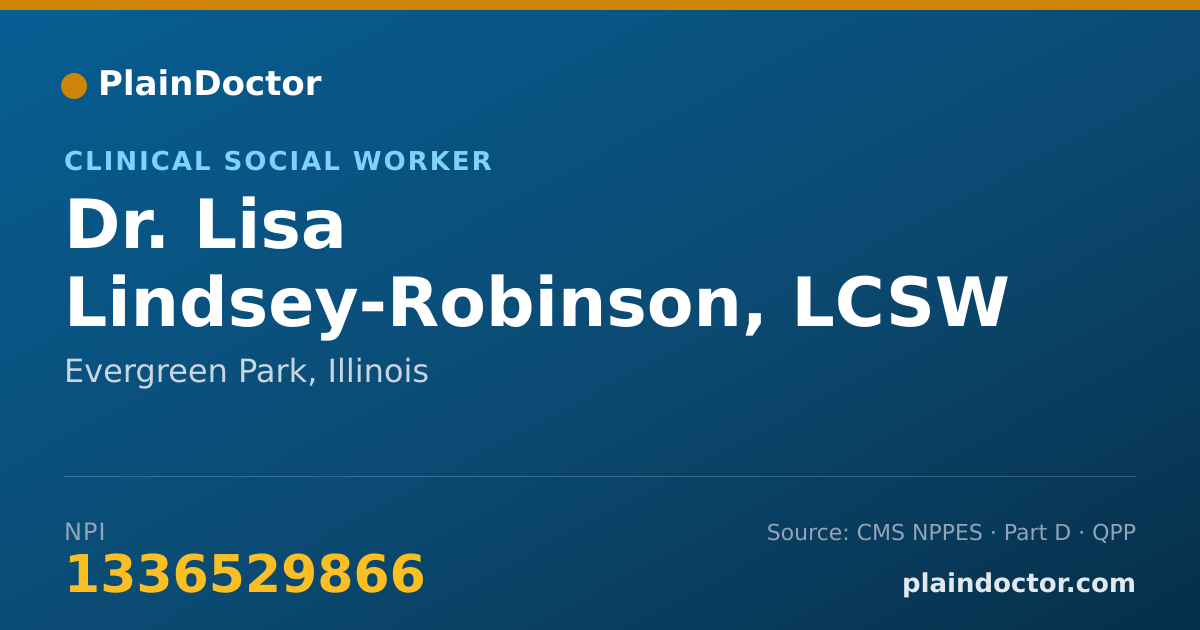 Shareable card for Lisa Lindsey-Robinson, LCSW - Clinical Social Worker, Evergreen Park, IL