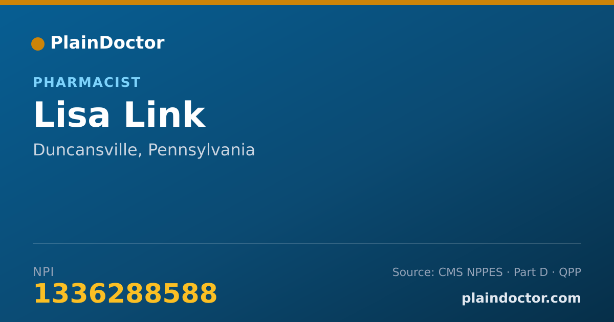 Shareable card for Lisa Link - Pharmacist, Duncansville, PA