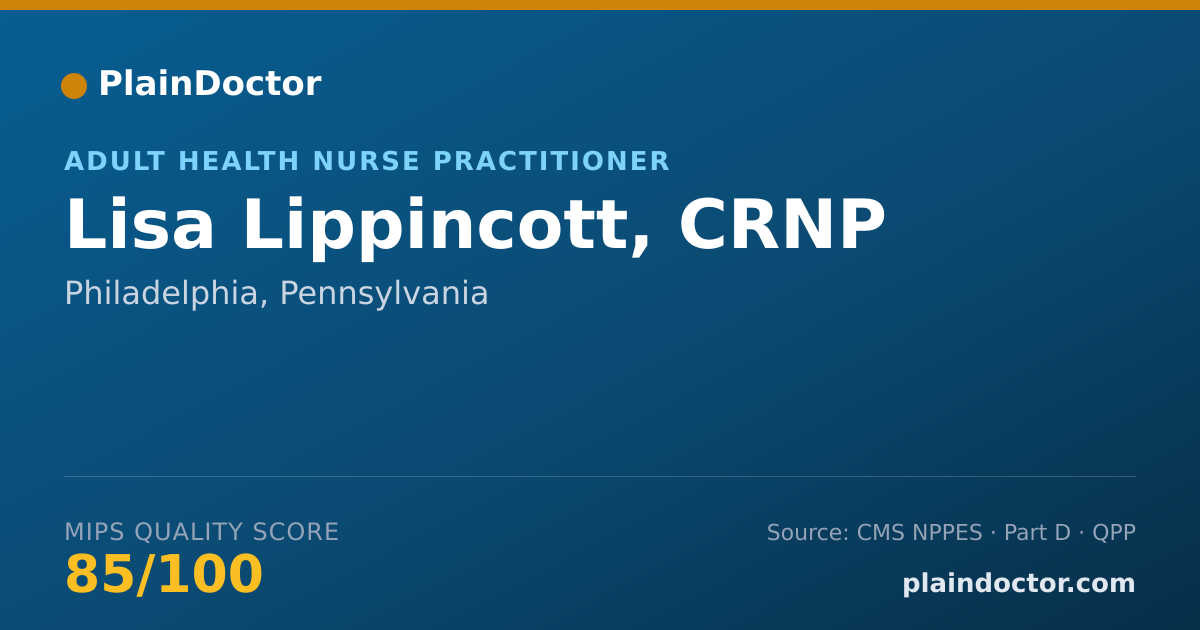 Shareable card for Lisa Lippincott, CRNP - Adult Health Nurse Practitioner, Philadelphia, PA
