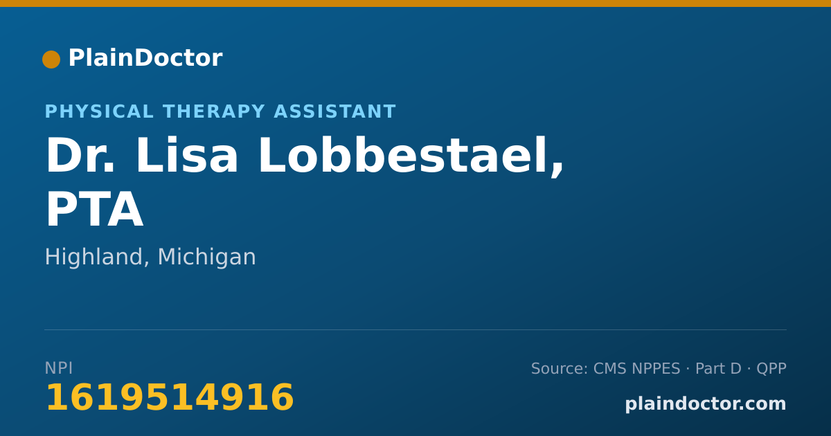 Shareable card for Lisa Lobbestael, PTA - Physical Therapy Assistant, Highland, MI