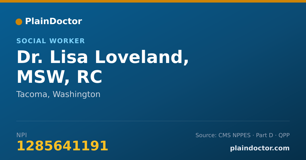 Shareable card for Lisa Loveland, MSW, RC - Social Worker, Tacoma, WA