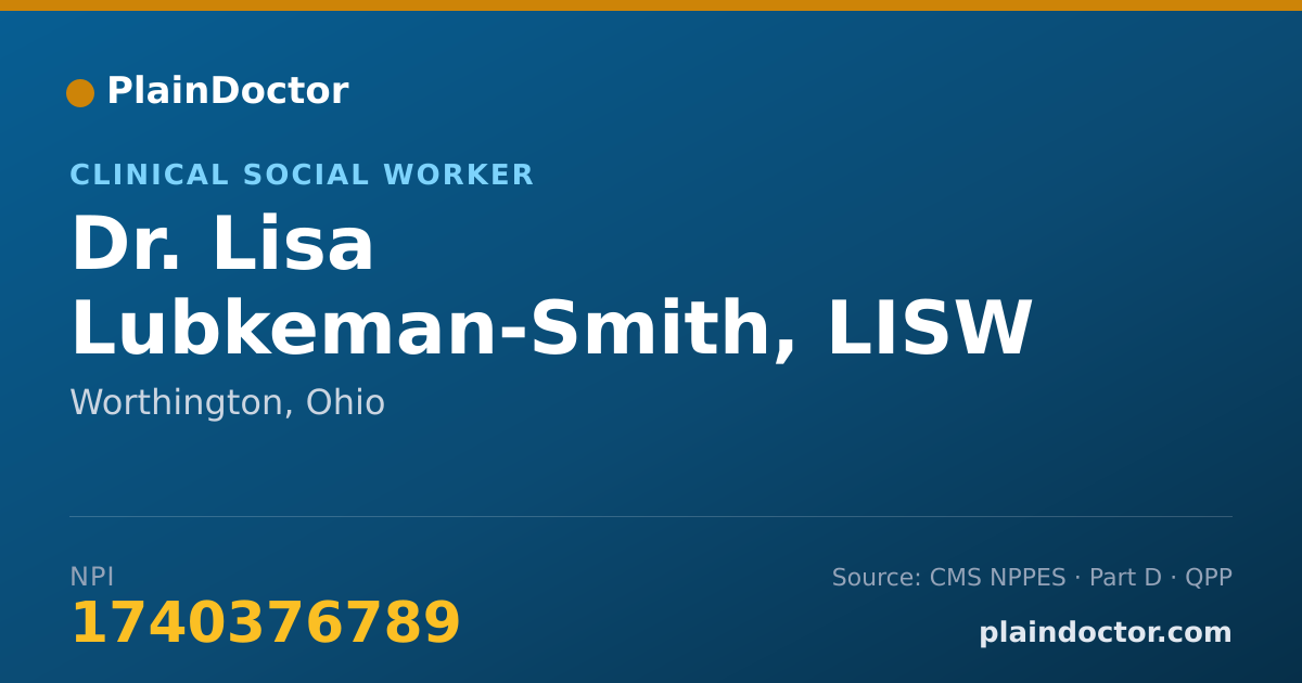 Shareable card for Lisa Lubkeman-Smith, LISW - Clinical Social Worker, Worthington, OH