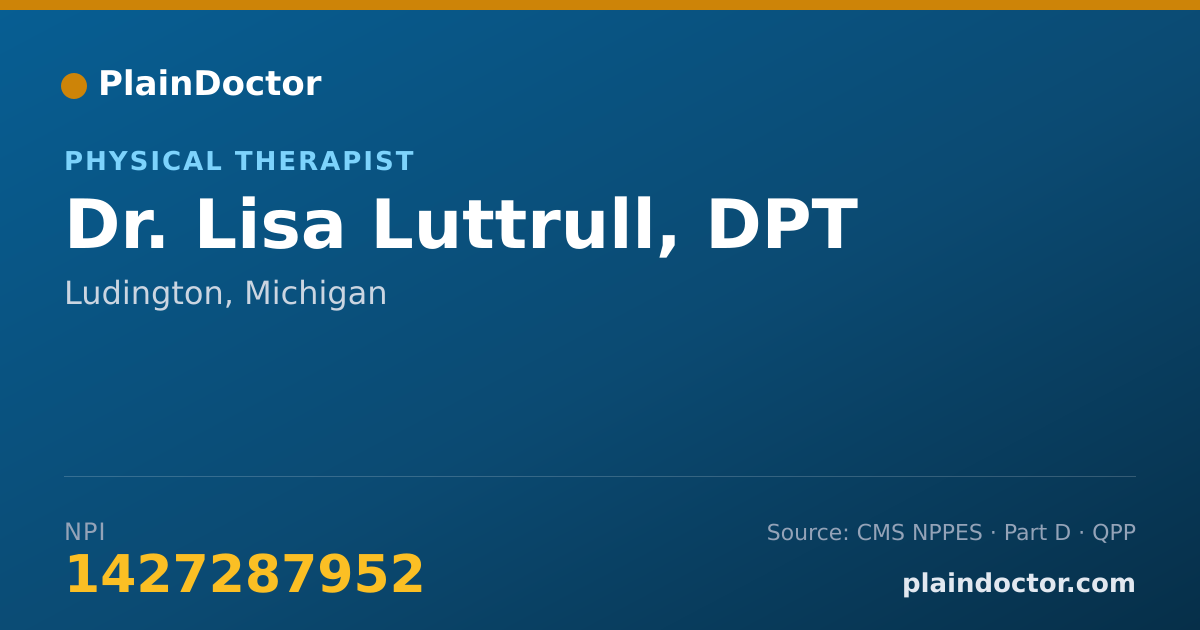 Shareable card for Lisa Luttrull, DPT - Physical Therapist, Ludington, MI