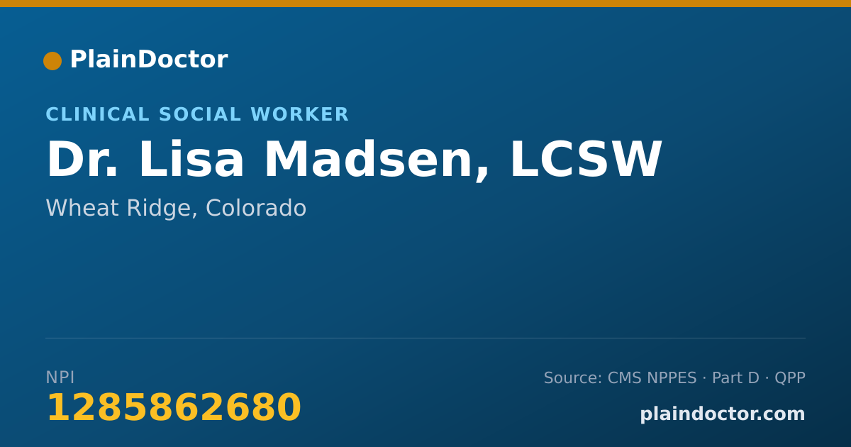 Shareable card for Lisa Madsen, LCSW - Clinical Social Worker, Wheat Ridge, CO
