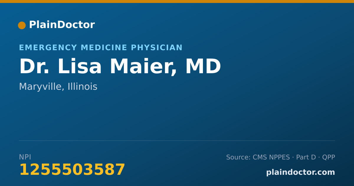 Shareable card for Lisa Maier, MD - Emergency Medicine Physician, Maryville, IL