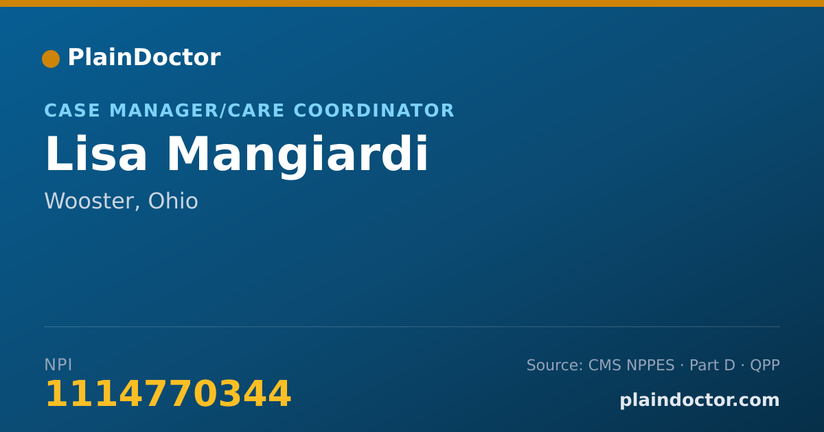Shareable card for Lisa Mangiardi - Case Manager/Care Coordinator, Wooster, OH