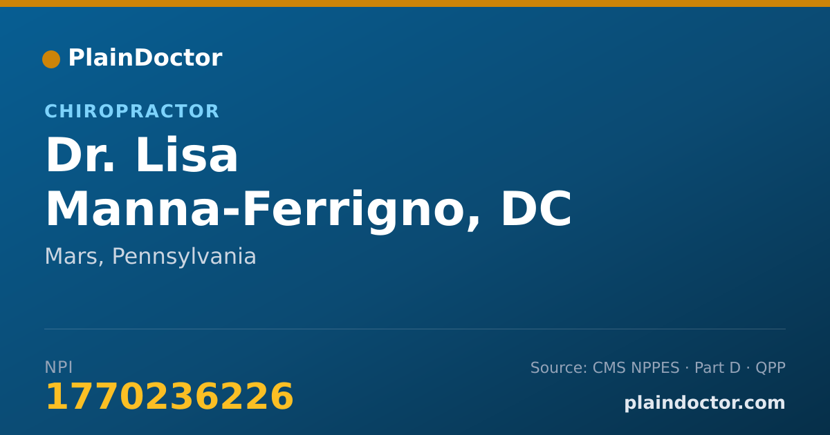Shareable card for Lisa Manna-Ferrigno, DC - Chiropractor, Mars, PA
