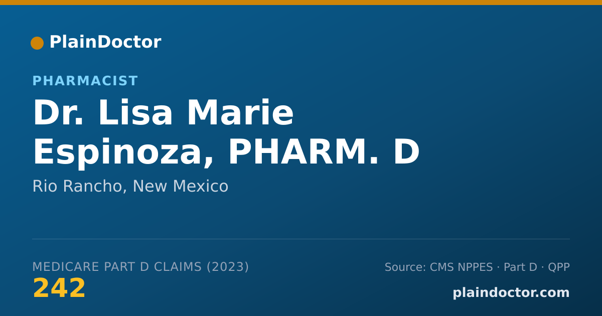 Shareable card for Lisa Marie Espinoza, PHARM. D - Pharmacist, Rio Rancho, NM
