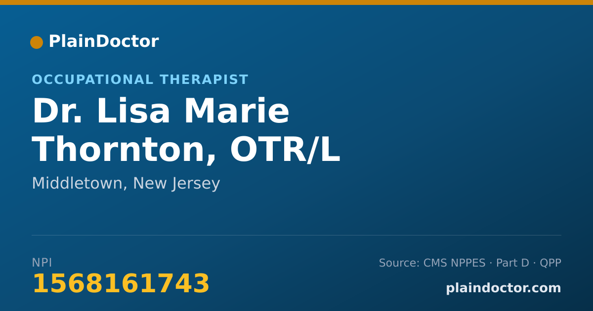 Shareable card for Lisa Marie Thornton, OTR/L - Occupational Therapist, Middletown, NJ