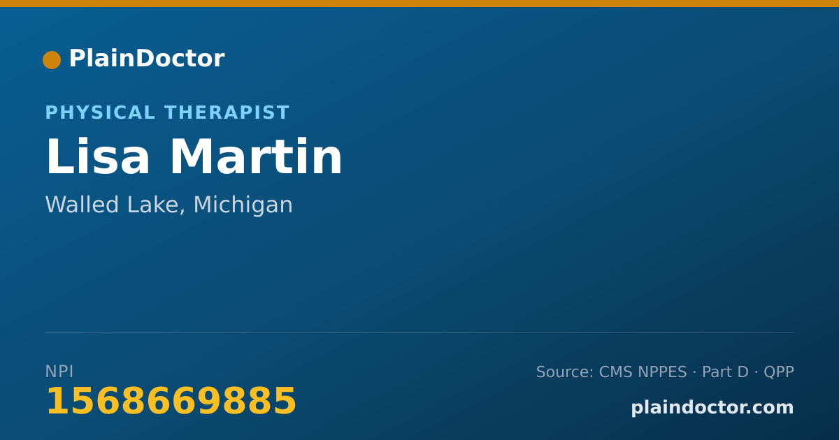 Shareable card for Lisa Martin - Physical Therapist, Walled Lake, MI