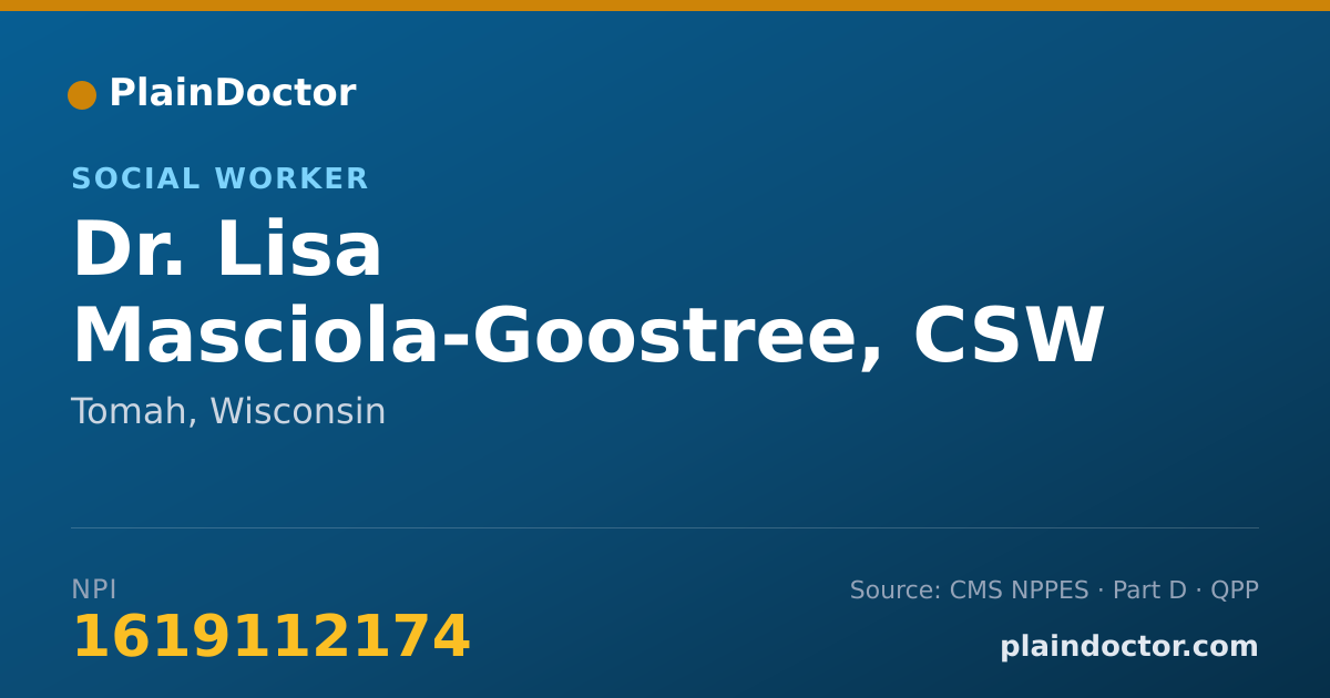 Shareable card for Lisa Masciola-Goostree, CSW - Social Worker, Tomah, WI