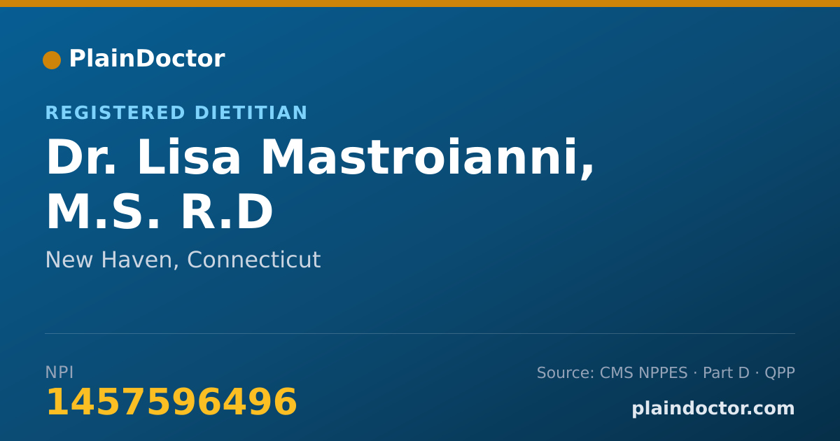 Shareable card for Lisa Mastroianni, M.S. R.D - Registered Dietitian, New Haven, CT
