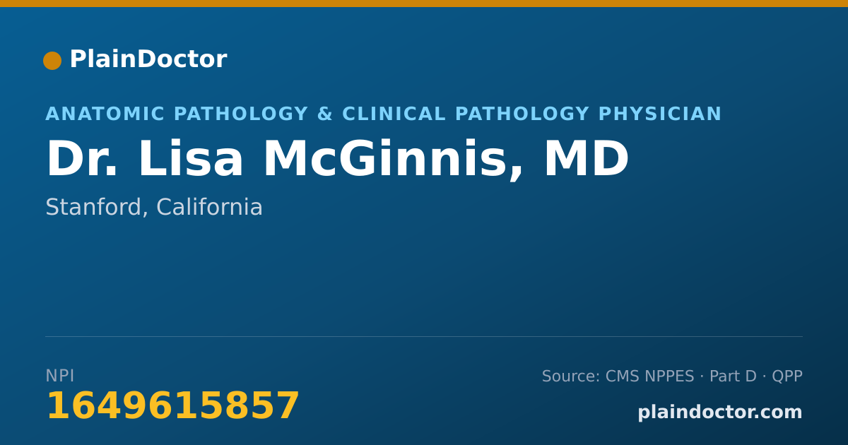 Shareable card for Lisa McGinnis, MD - Anatomic Pathology & Clinical Pathology Physician, Stanford, CA
