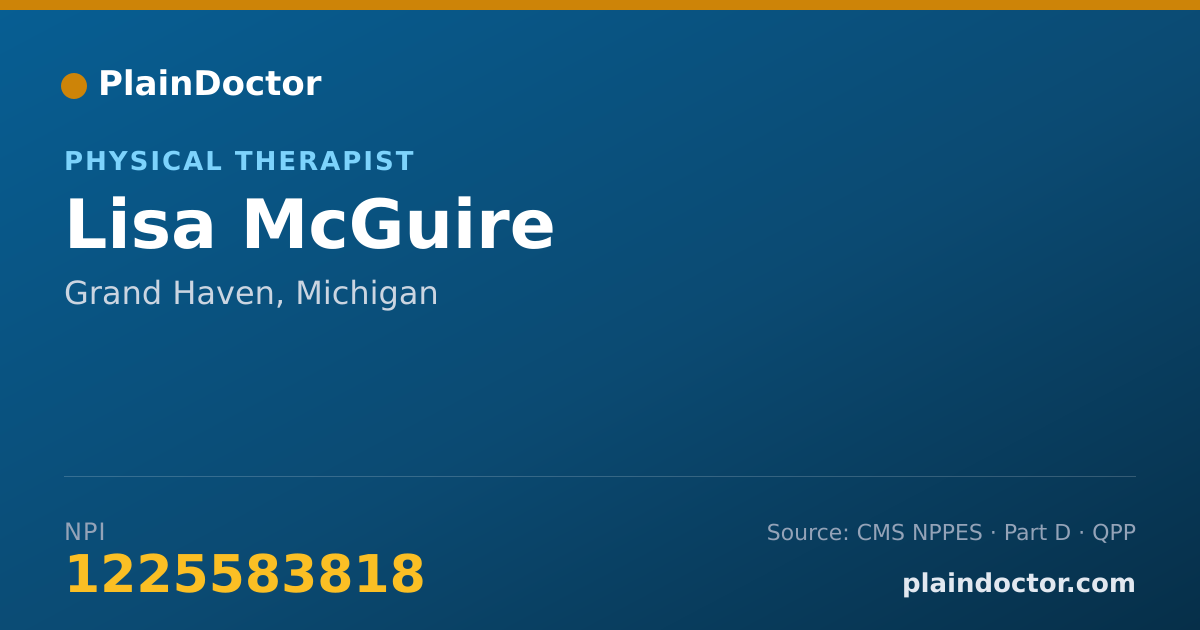 Shareable card for Lisa McGuire - Physical Therapist, Grand Haven, MI