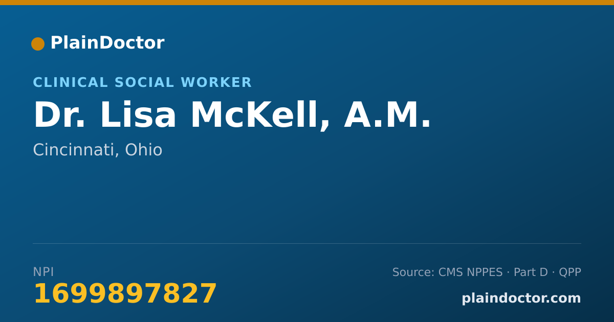 Shareable card for Lisa McKell, A.M. - Clinical Social Worker, Cincinnati, OH