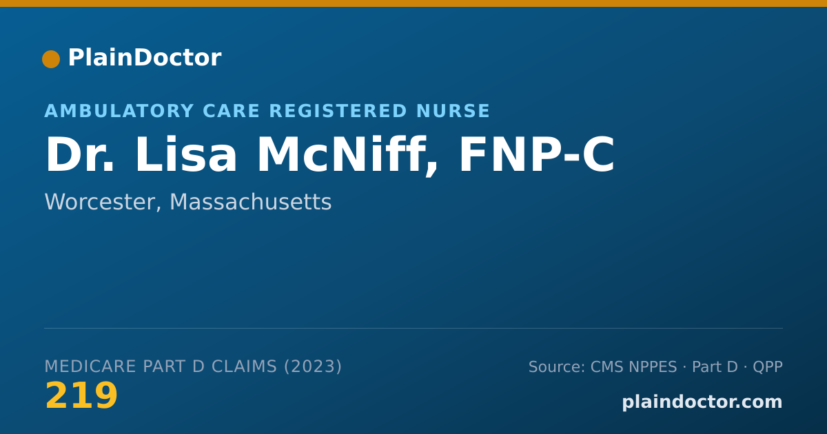 Shareable card for Lisa McNiff, FNP-C - Ambulatory Care Registered Nurse, Worcester, MA