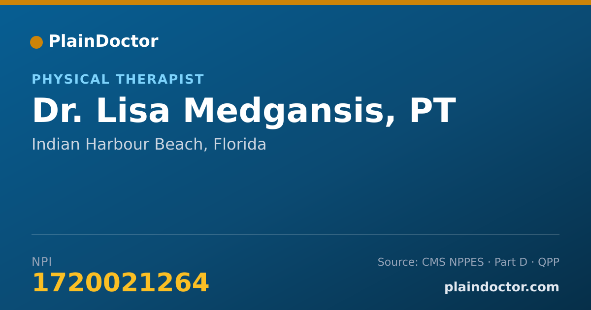 Shareable card for Lisa Medgansis, PT - Physical Therapist, Indian Harbour Beach, FL