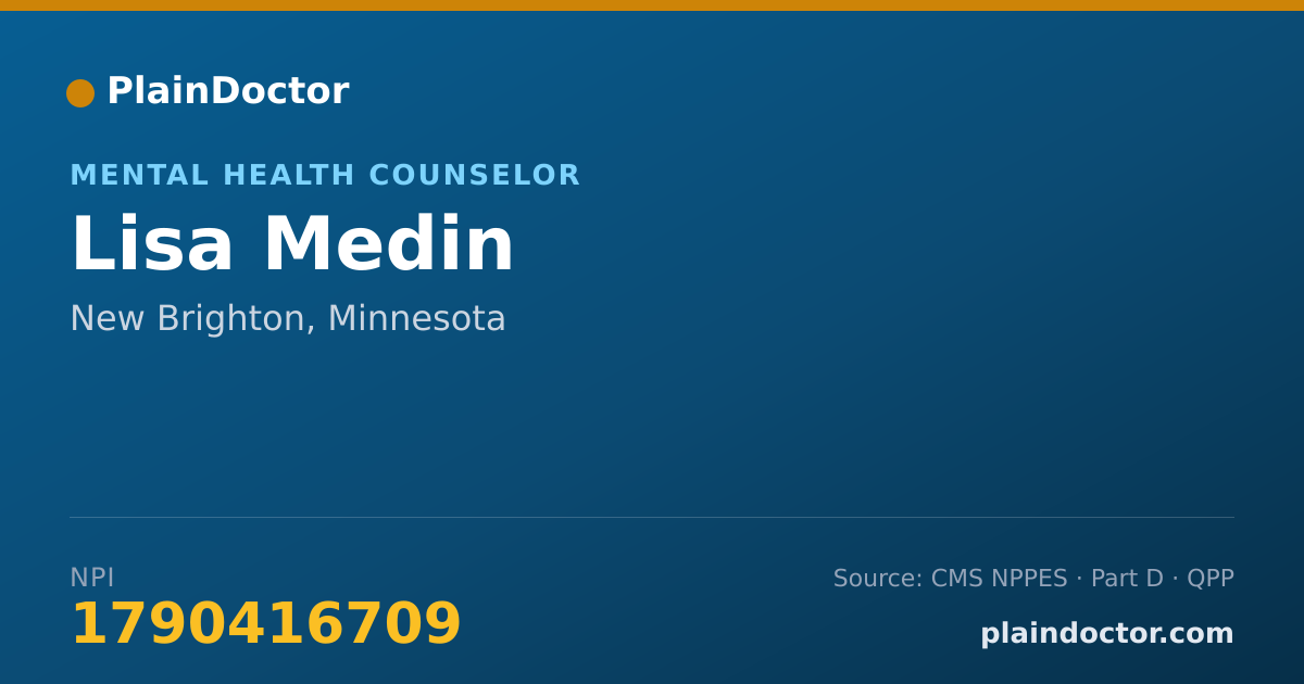 Shareable card for Lisa Medin - Mental Health Counselor, New Brighton, MN