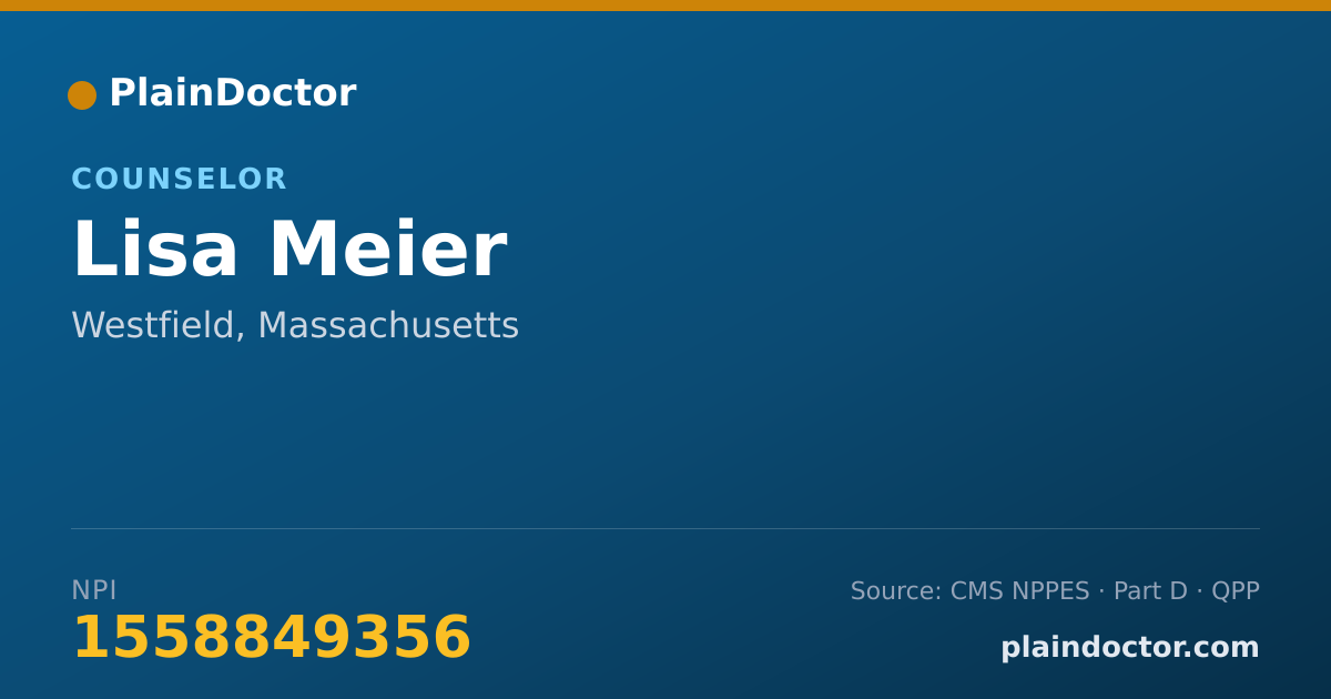 Shareable card for Lisa Meier - Counselor, Westfield, MA