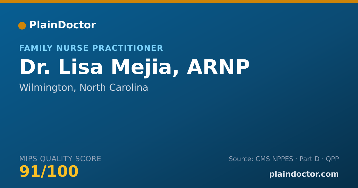 Shareable card for Lisa Mejia, ARNP - Family Nurse Practitioner, Wilmington, NC