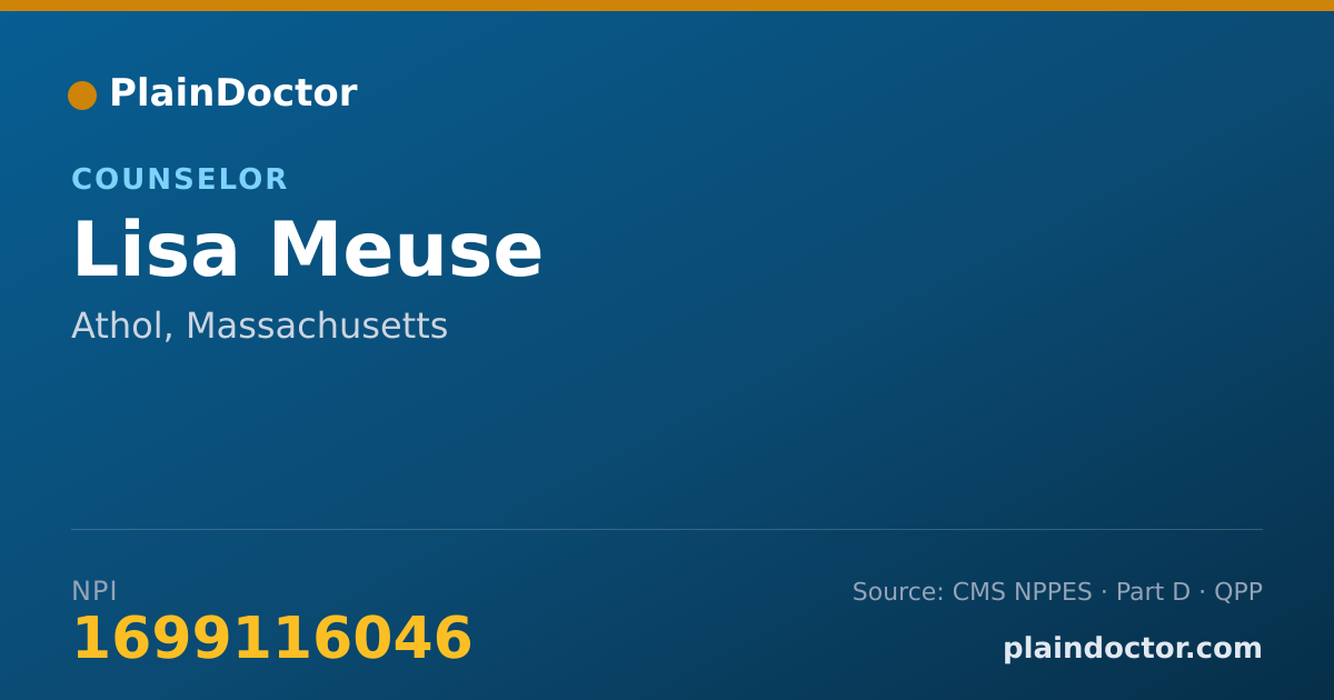 Shareable card for Lisa Meuse - Counselor, Athol, MA