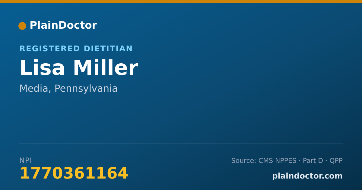 Shareable card for Lisa Miller - Registered Dietitian, Media, PA