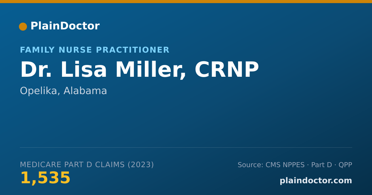 Shareable card for Lisa Miller, CRNP - Family Nurse Practitioner, Opelika, AL