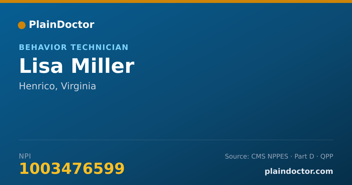 Shareable card for Lisa Miller - Behavior Technician, Henrico, VA