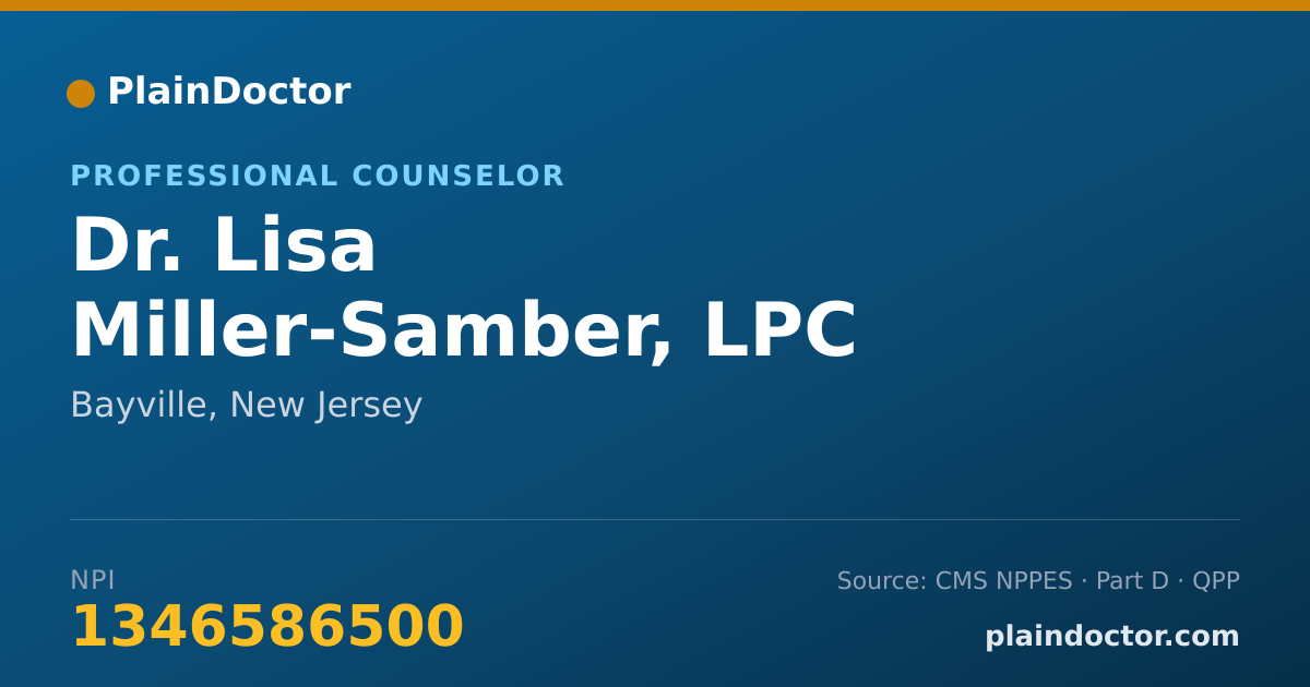 Shareable card for Lisa Miller-Samber, LPC - Professional Counselor, Bayville, NJ