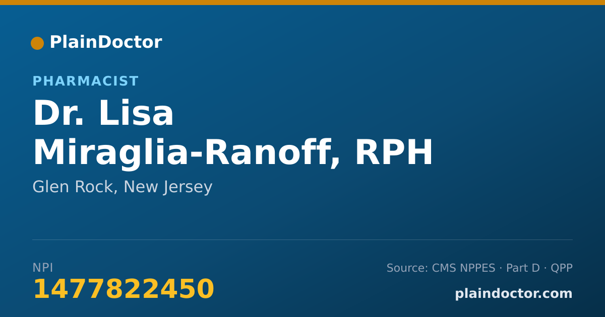 Shareable card for Lisa Miraglia-Ranoff, RPH - Pharmacist, Glen Rock, NJ