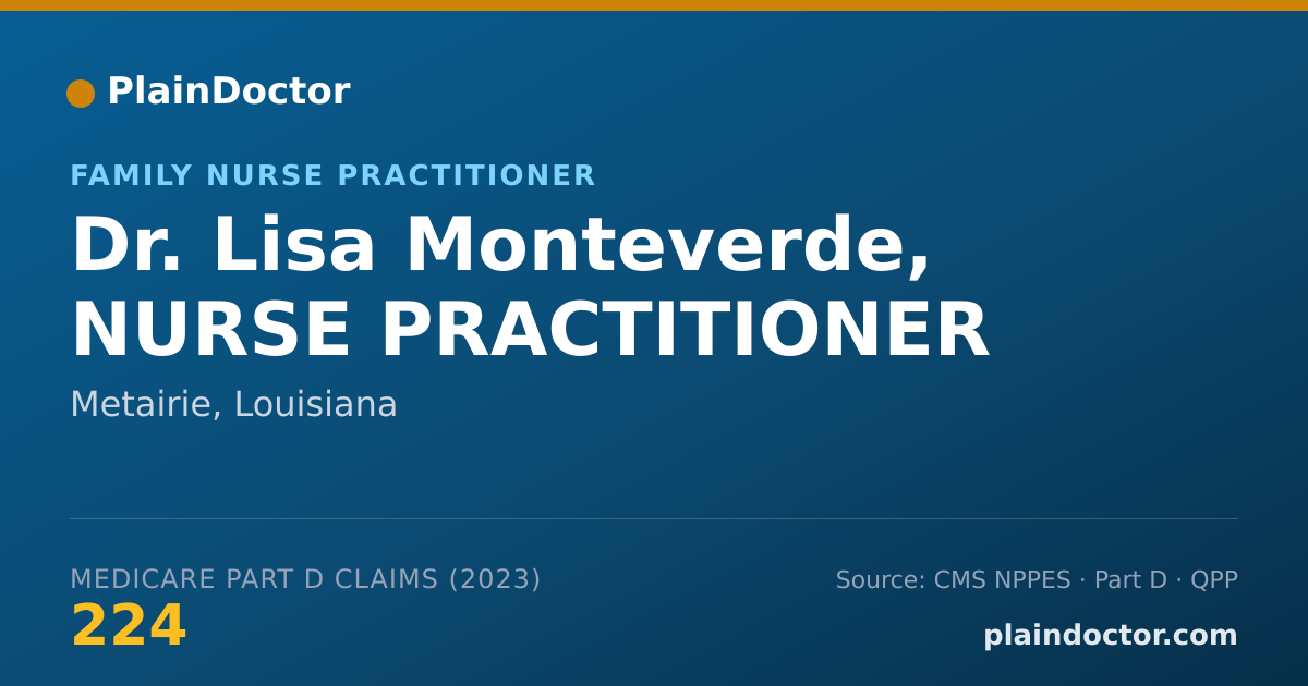 Shareable card for Lisa Monteverde, NURSE PRACTITIONER - Family Nurse Practitioner, Metairie, LA