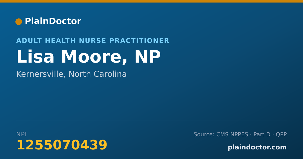 Shareable card for Lisa Moore, NP - Adult Health Nurse Practitioner, Kernersville, NC