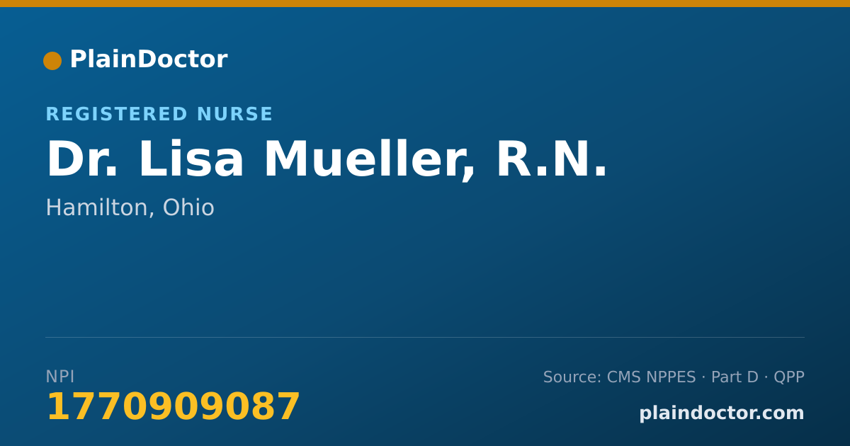 Shareable card for Lisa Mueller, R.N. - Registered Nurse, Hamilton, OH