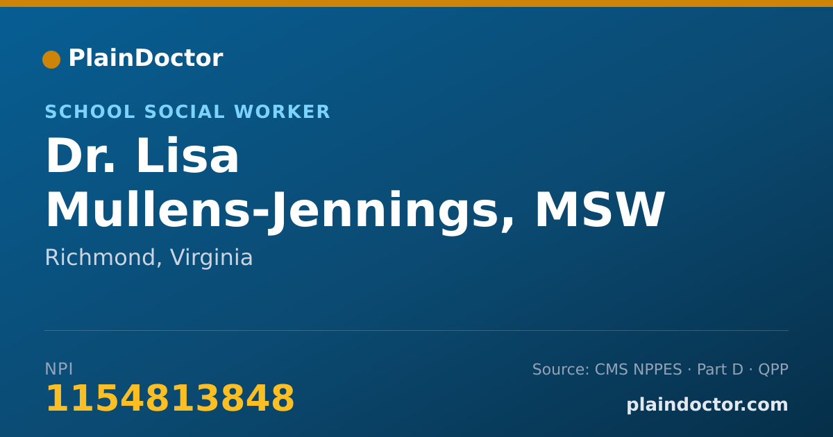 Shareable card for Lisa Mullens-Jennings, MSW - School Social Worker, Richmond, VA