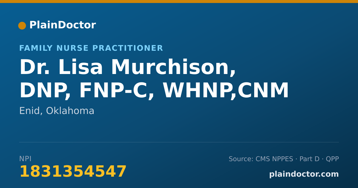 Shareable card for Lisa Murchison, DNP, FNP-C, WHNP,CNM - Family Nurse Practitioner, Enid, OK