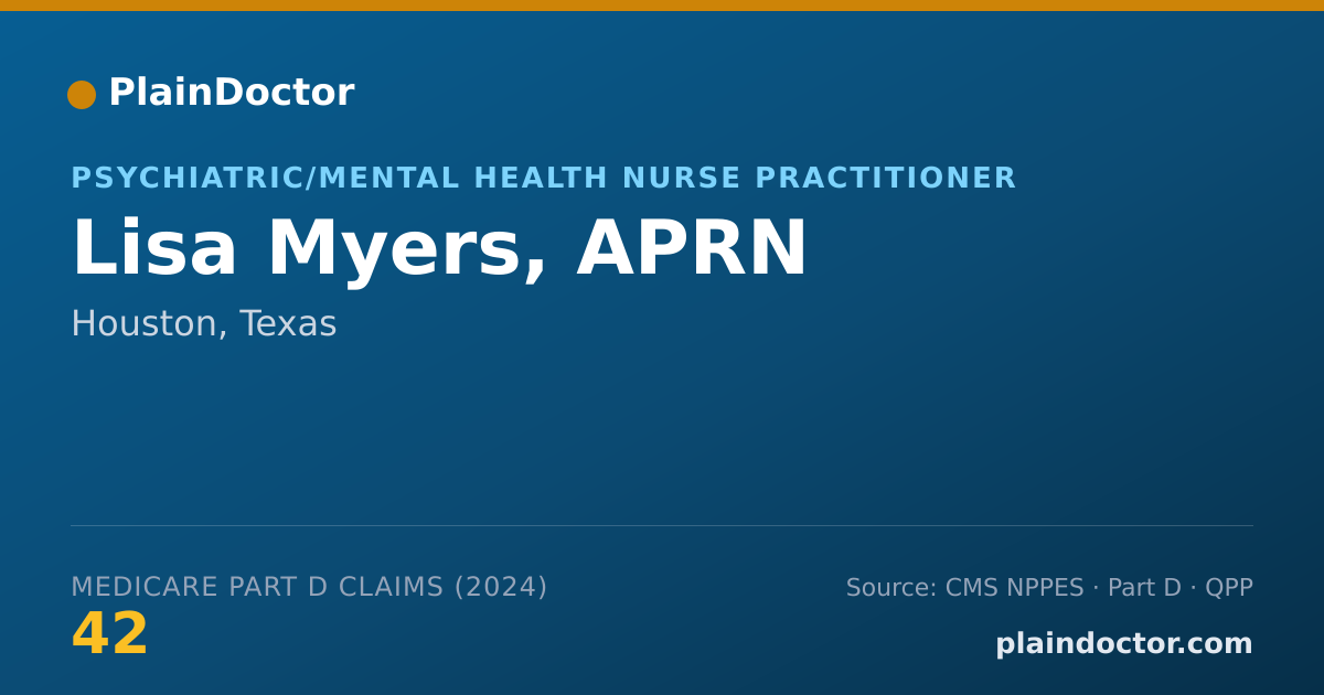 Shareable card for Lisa Myers, APRN - Psychiatric/Mental Health Nurse Practitioner, Houston, TX