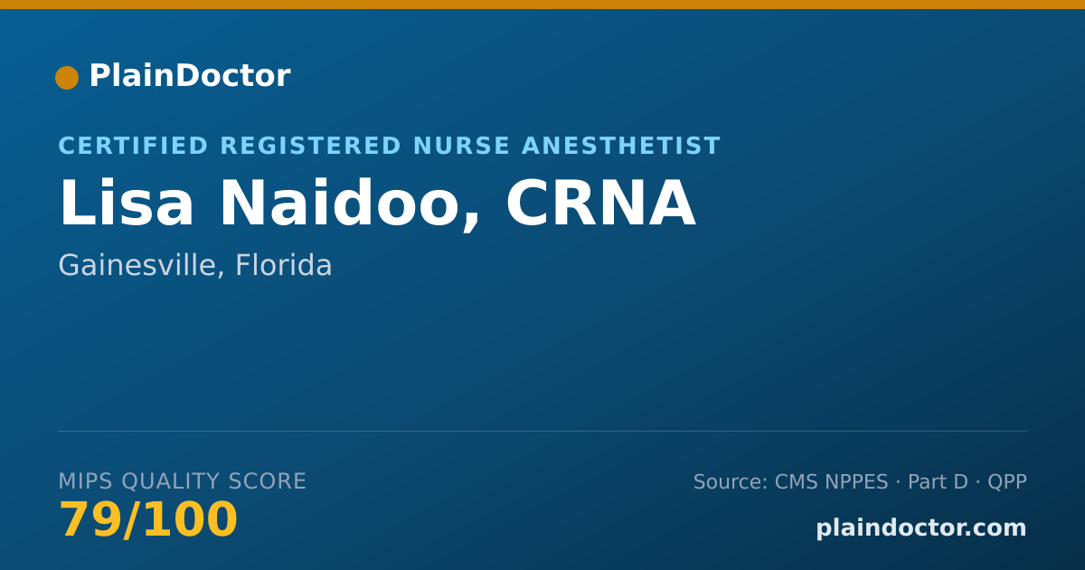 Shareable card for Lisa Naidoo, CRNA - Certified Registered Nurse Anesthetist, Gainesville, FL