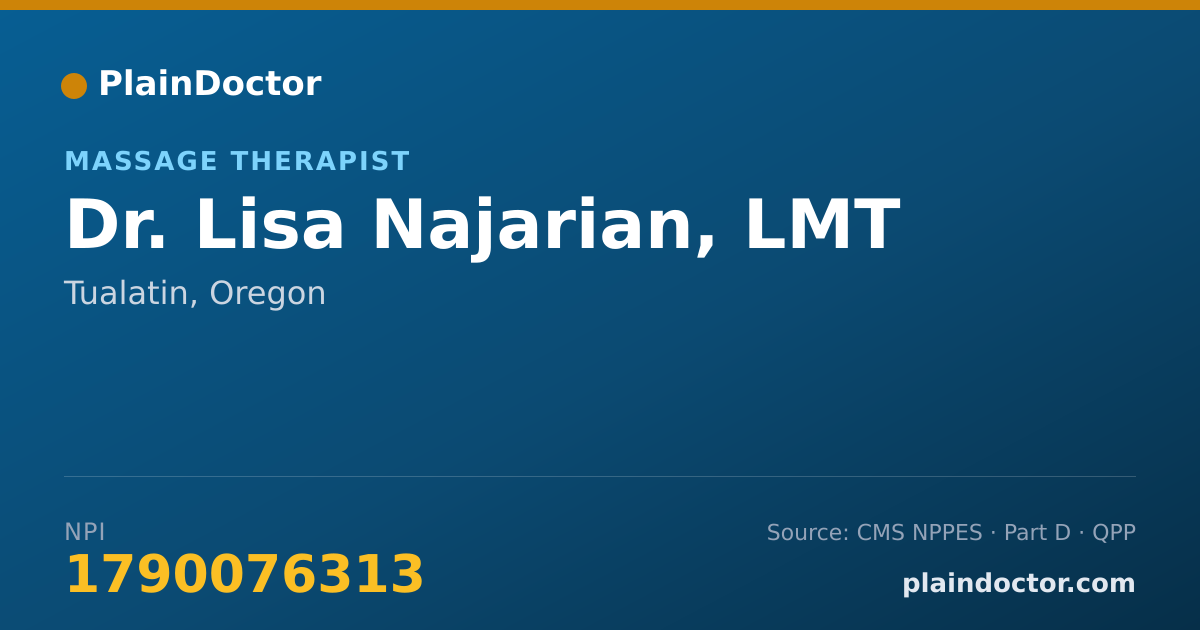 Shareable card for Lisa Najarian, LMT - Massage Therapist, Tualatin, OR