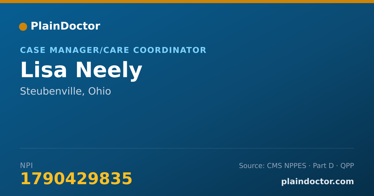 Shareable card for Lisa Neely - Case Manager/Care Coordinator, Steubenville, OH