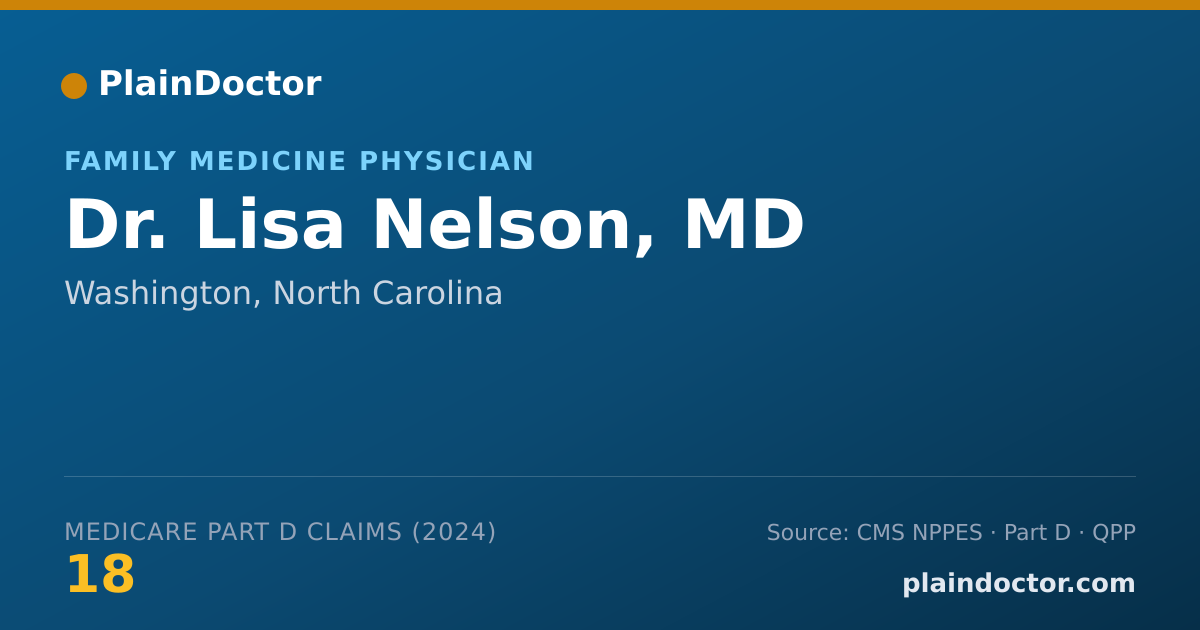 Shareable card for Lisa Nelson, MD - Family Medicine Physician, Washington, NC