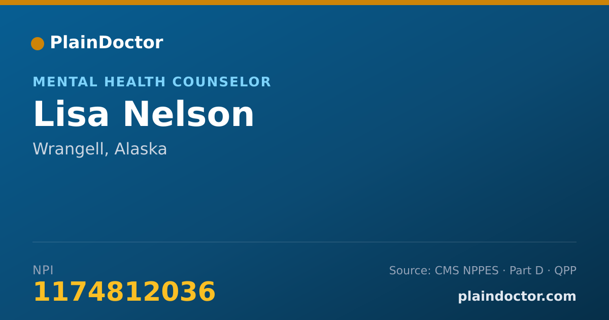 Shareable card for Lisa Nelson - Mental Health Counselor, Wrangell, AK
