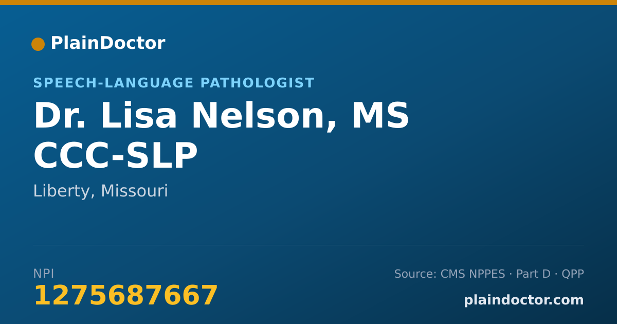 Shareable card for Lisa Nelson, MS CCC-SLP - Speech-Language Pathologist, Liberty, MO