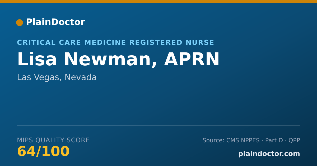 Shareable card for Lisa Newman, APRN - Critical Care Medicine Registered Nurse, Las Vegas, NV