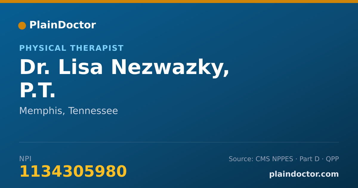 Shareable card for Lisa Nezwazky, P.T. - Physical Therapist, Memphis, TN