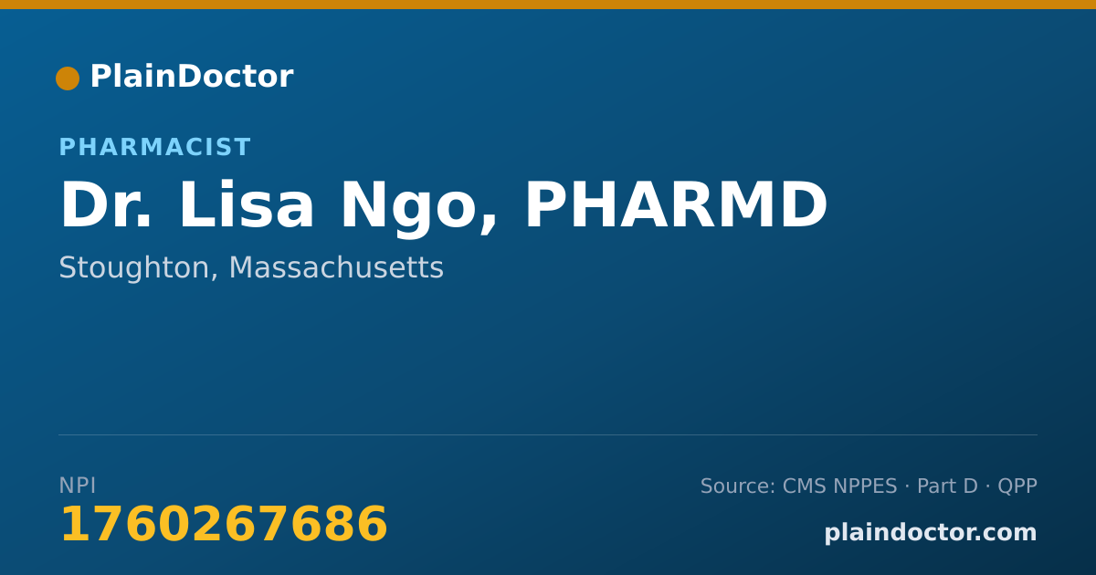 Shareable card for Lisa Ngo, PHARMD - Pharmacist, Stoughton, MA