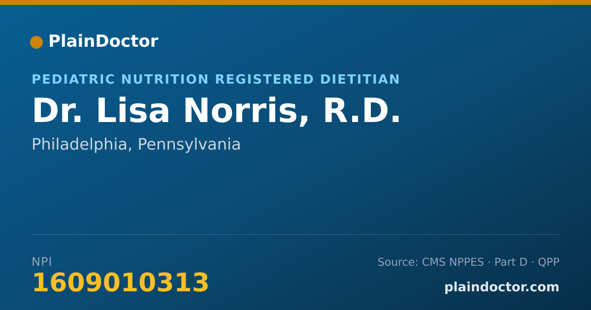 Shareable card for Lisa Norris, R.D. - Pediatric Nutrition Registered Dietitian, Philadelphia, PA