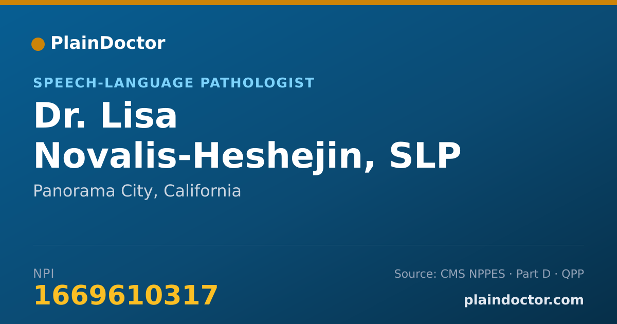 Shareable card for Lisa Novalis-Heshejin, SLP - Speech-Language Pathologist, Panorama City, CA