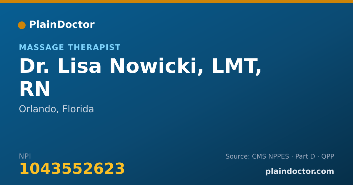 Shareable card for Lisa Nowicki, LMT, RN - Massage Therapist, Orlando, FL