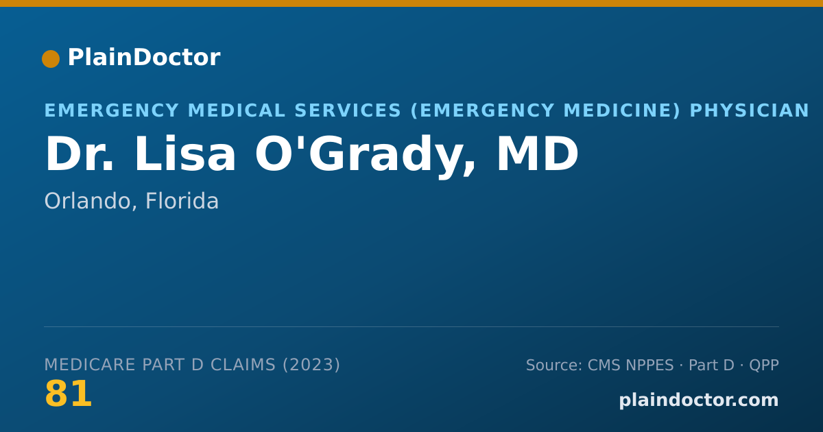 Shareable card for Lisa O'Grady, MD - Emergency Medical Services (Emergency Medicine) Physician, Orlando, FL