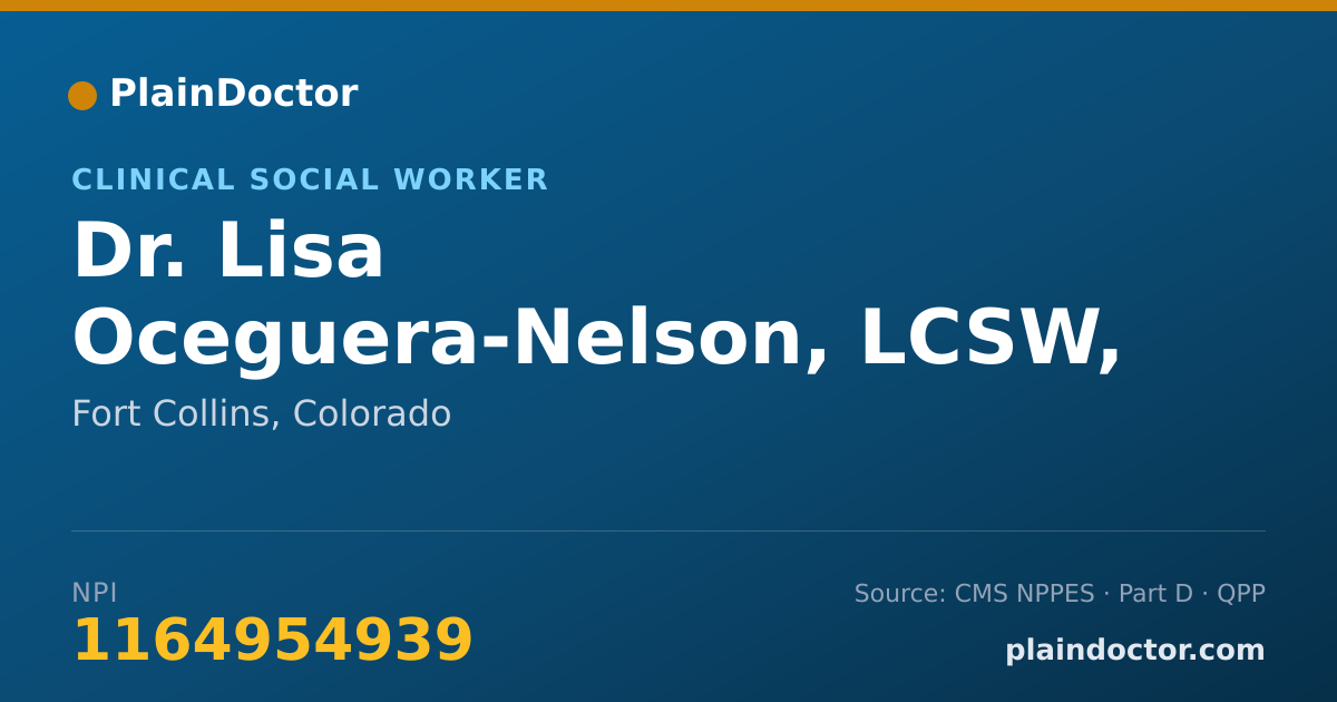 Shareable card for Lisa Oceguera-Nelson, LCSW, ACS - Clinical Social Worker, Fort Collins, CO